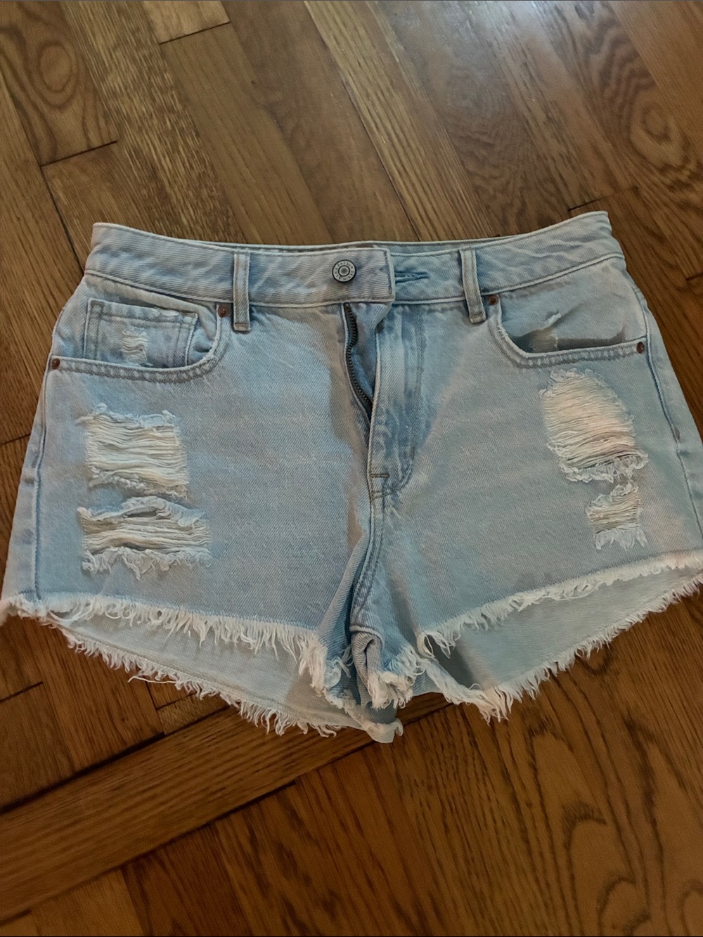PacSun Light Wash Distressed Denim Cutoff Shorts